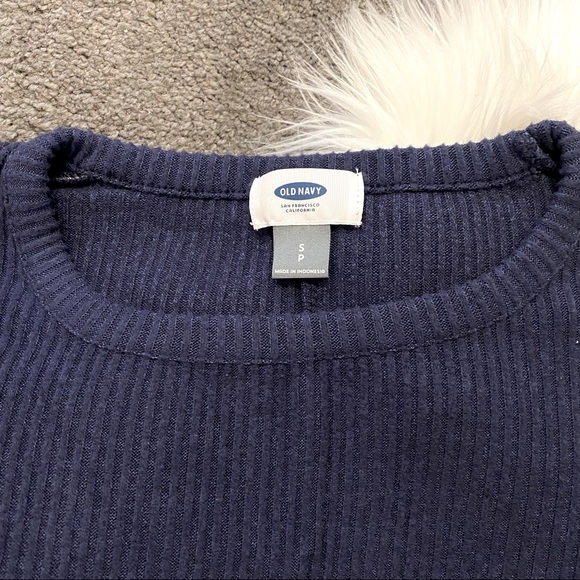 Navy crew-neck ribbed sweater - Picture 2 of 5